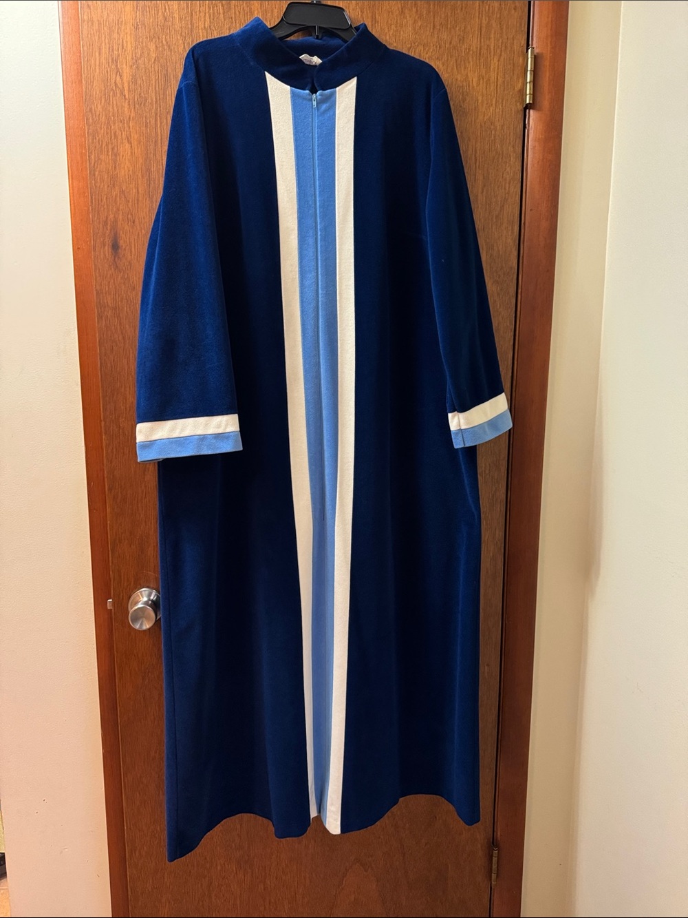 Vanity Fair Navy Garment with Cream Label and Purple Script